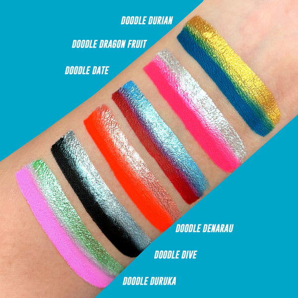 Doodle Durian – Mix Cake Hydra Liner (Chrome Gold, Deep Teal) – SUVA Beauty